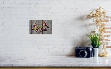 St. Louis Cardinals Vintage Logo on Old Wall Tapestry by Design Turnpike -  Instaprints